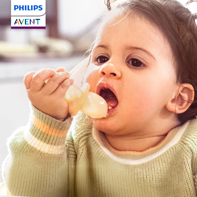 Baby Food Eating - PHILIPS AVENT ซิลิกาเจล ช้อนอาหารเสริม ทารกแรกเกิด เรียนรู้กินรถไฟ