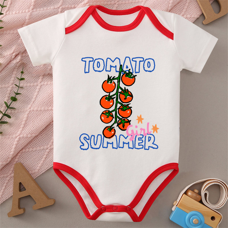 Baby Food Intake - ชุดบอดี้สูทผ้าฝ้าย 100% พิมพ์ลายอาหารฤดูร้อน ให้ความสบายสำหรับเด็กทารก ชุดจั๊มสูทสำหรับเด็กแรกเกิด 0