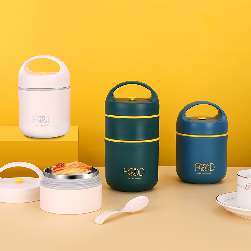 Baby Food Thermos - กล่องอาหารกลางวันถุงอาหารกลางวัน 304 กล่องอาหารกลางวันสแตนเลสสําหรับถุงอาหารกลางวันเด็กแบบพกพาพับช้อนกล่องอาหารกลางวันเด็กความร้อนกล่อง Bento