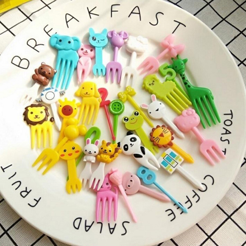 Baby Food Dessert - ส้อมจิ้มอาหารรูปสัตว์ขนาดเล็กน่ารัก10ชิ้นสำหรับเด็กขนมเค้กขนมอาหารผลไม้อุปกรณ์ตกแต่งงานปาร์ตี้