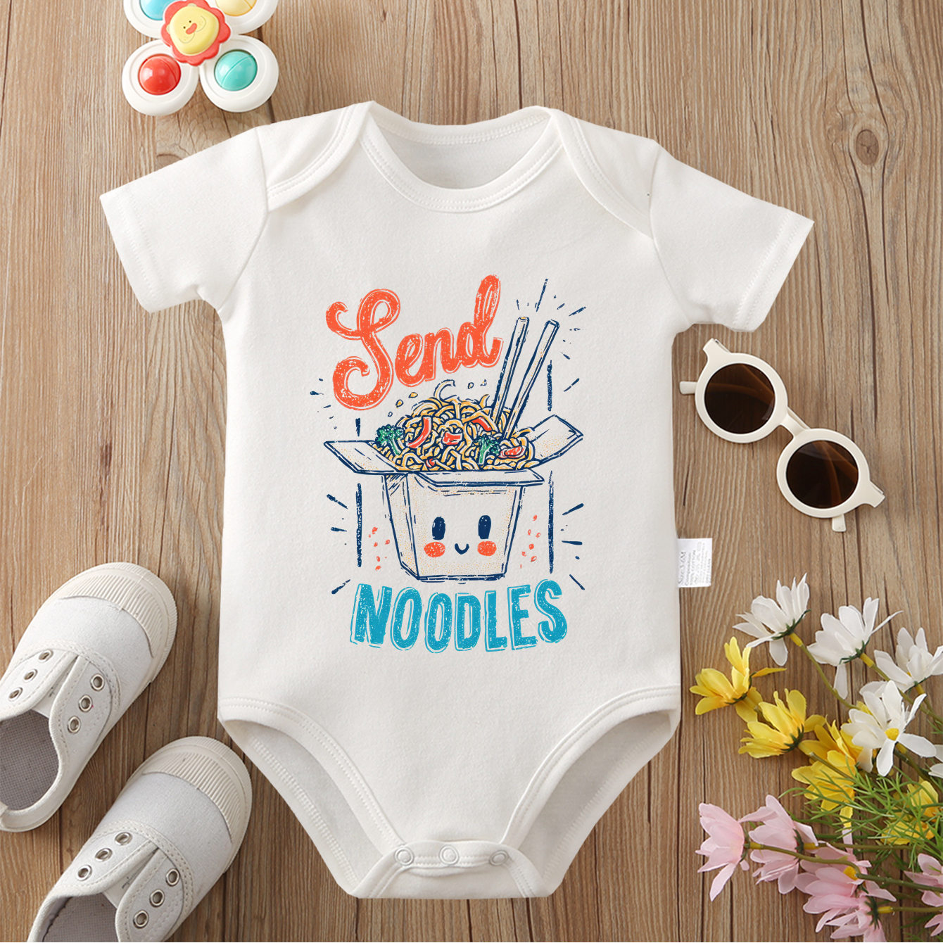 Baby Food Intake - ชุดบอดี้สูทผ้าฝ้าย 100% ลายอาหารฤดูร้อน 