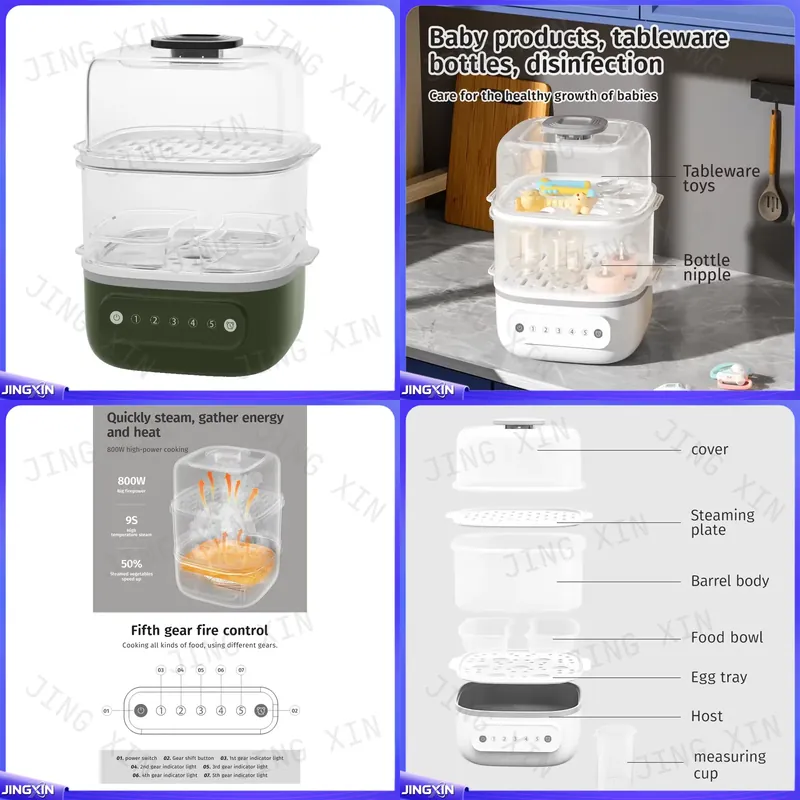 Baby Food Healthy - หม้อนึ่งอาหารไฟฟ้าแบบสั่งทำพิเศษ 2 ชั้น 800 วัตต์ เครื่องทำอาหารสำหรับเด็ก