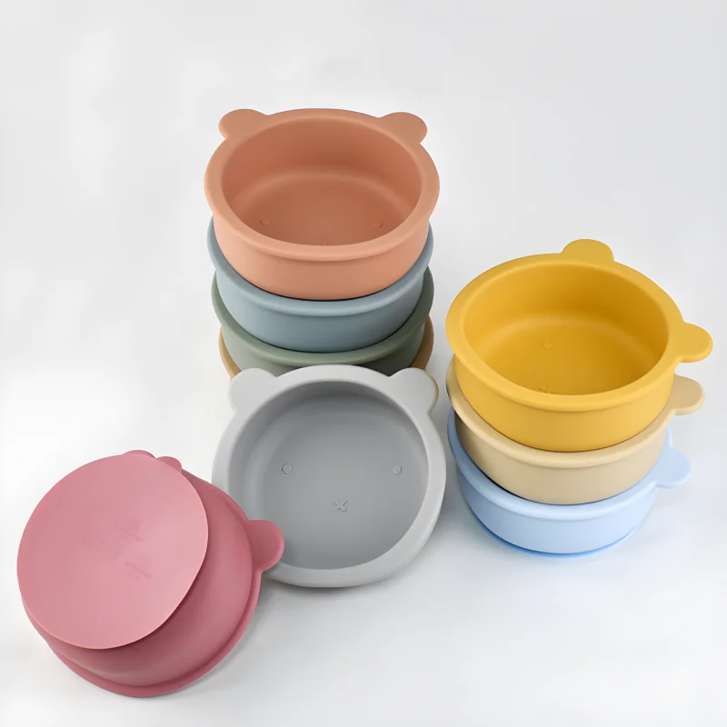 Baby Food Eating - ชามซิลิโคนสำหรับเด็กหัดกินข้าวถ้วยดูดหอยทากสำหรับเด็กทารก