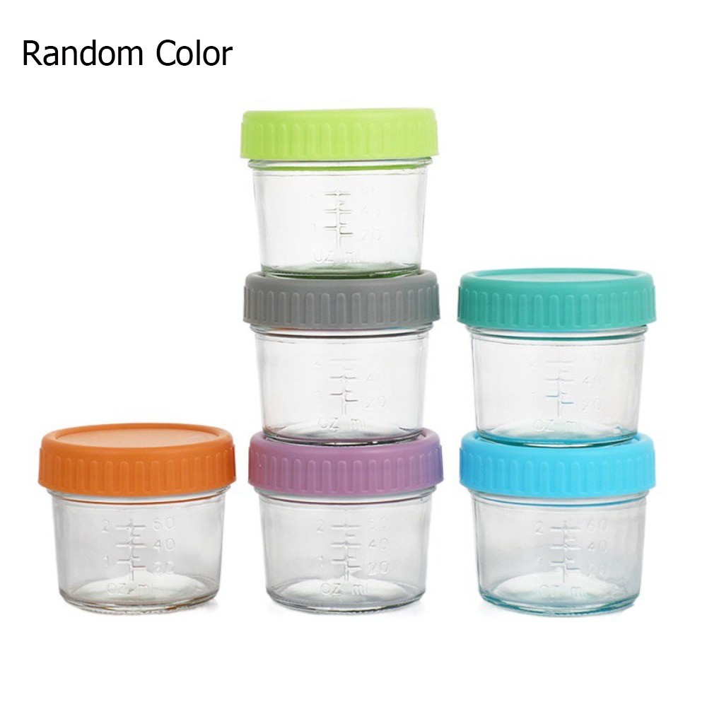 Baby Food Jar - ขวดแก้วอเนกประสงค์สำหรับใส่อาหารเด็ก 6 ชิ้น ใช้ซ้ำได้ มีสเกล ถ้วยใส่น้ำจิ้ม
