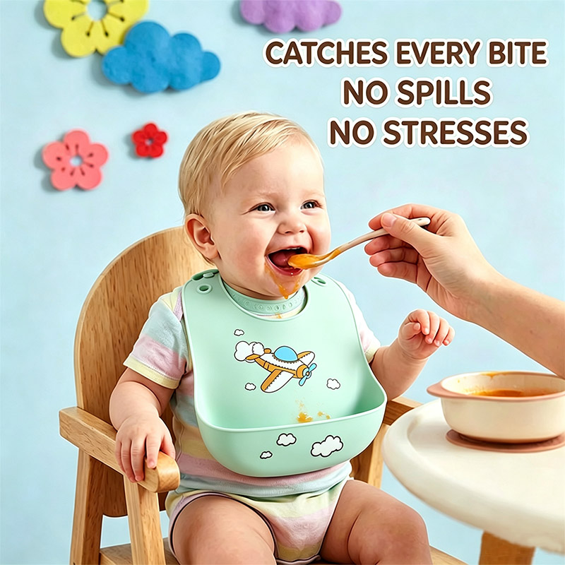 Baby Food Eating - ผ้ากันเปื้อนซิลิโคนสำหรับเด็ก ผ้ากันเปื้อนซิลิโคนกันน้ำสำหรับเด็ก พร้อมผ้ากันเปื้อนซิลิโคนแบบนุ่มปรับได้ ง่ายต่อการทำความสะอาด ผ้ากันเปื้อนสำหรับเด็กทารก
