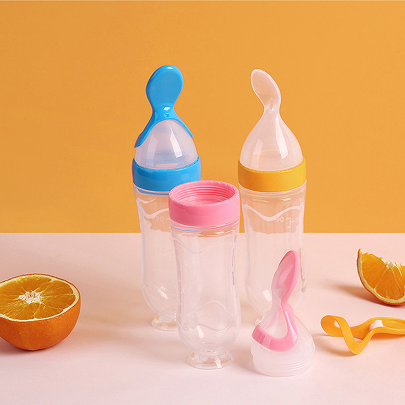 Baby Food Jar - บีบขวดนมซิลิโคนทารกแรกเกิดการฝึกอบรมข้าวธัญพืชอาหารช้อนอาหารเสริม Feeder ปลอดภัยที่มีประโยชน์บนโต๊ะอาหารสําหรับเด็ก