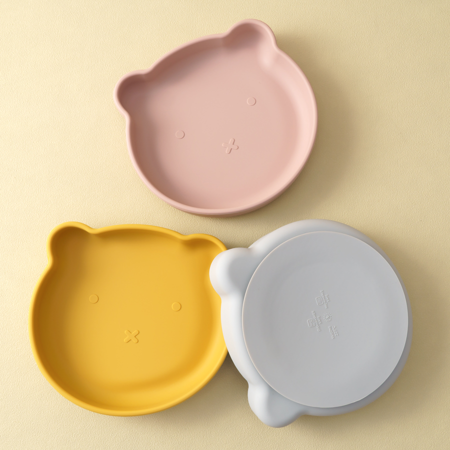 Baby Food Eating - 1PC ซิลิโคนเด็กจานดูดรับประทานอาหารแผ่นการ์ตูนหมีรูปร่างเด็กแผ่นกินการฝึกอบรมเก็บอาหารเด็กชุดอาหารเด็ก