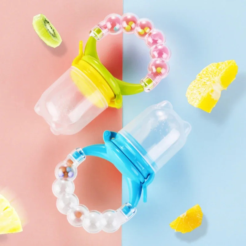 Baby Food Eating - ช้อนป้อนอาหารเด็กพร้อมกระดิ่ง ที่บีบน้ำผลไม้ จุกนมหลอก ซิลิโคนกัดเล่น ผลไม้ ผัก