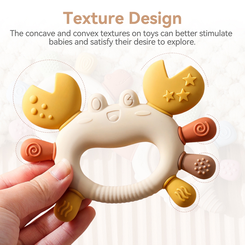 Baby Food Intake - ของเล่นรูปปูหลากสีสำหรับเด็กทารก ทำจากซิลิโคนเกรดอาหาร ดีไซน์รูปปูน่ารักเป็นแกนกลาง