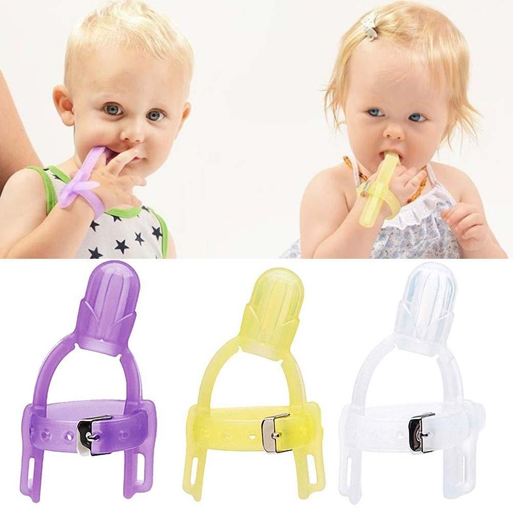 Baby Food Eating - ซิลิโคนปลอดสารพิษเด็กทารกเด็กนิ้วมือเกรดอาหารปรับ Guard Band หยุดเด็ก Orthosis มือกินข้อมือดูด