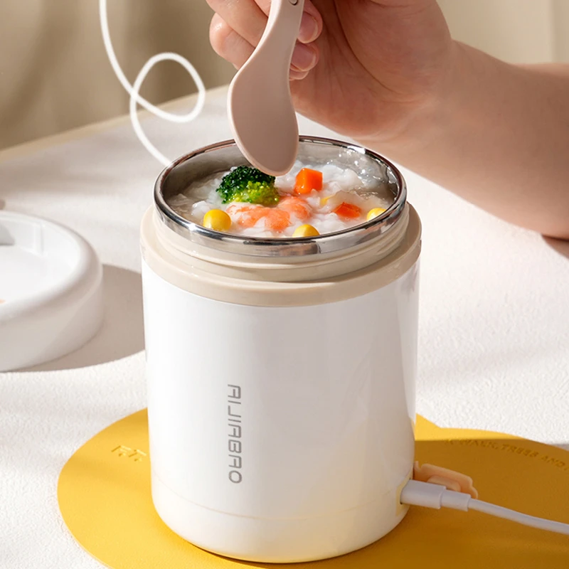Baby Food Thermos - 600ML USB ไฟฟ้าความร้อนกล่องอาหารกลางวันแบบพกพาปิคนิคนมเครื่องดื่มอาหารเครื่องทําความร้อนสแตนเลสอุ่นอาหารคอนเทนเนอร์ 5V 12V 24V