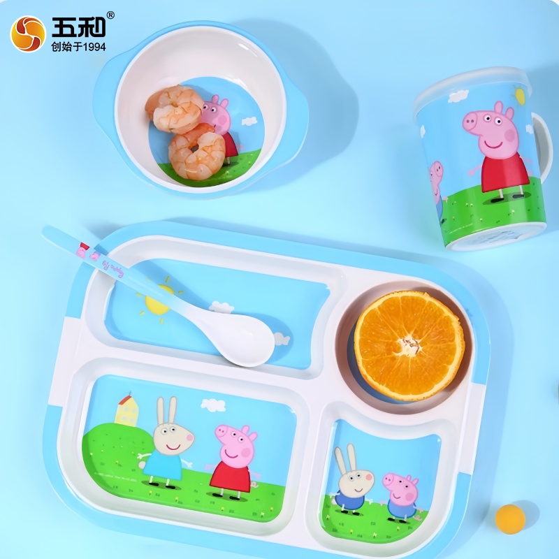 Baby Food Eating - ชุดอาหารเด็ก Peppa Pig ลายการ์ตูน ชามสลัด จาน