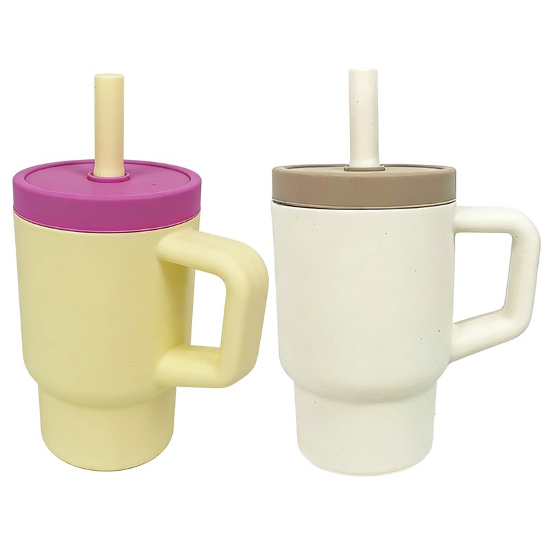 Training Cup Straw - AB66-พร้อมหลอดและที่จับ แก้วน้ำสำหรับเด็กแบบมีหูจับ ป้องกันการหก ทำความสะอาดง่าย แพ็ค 2
