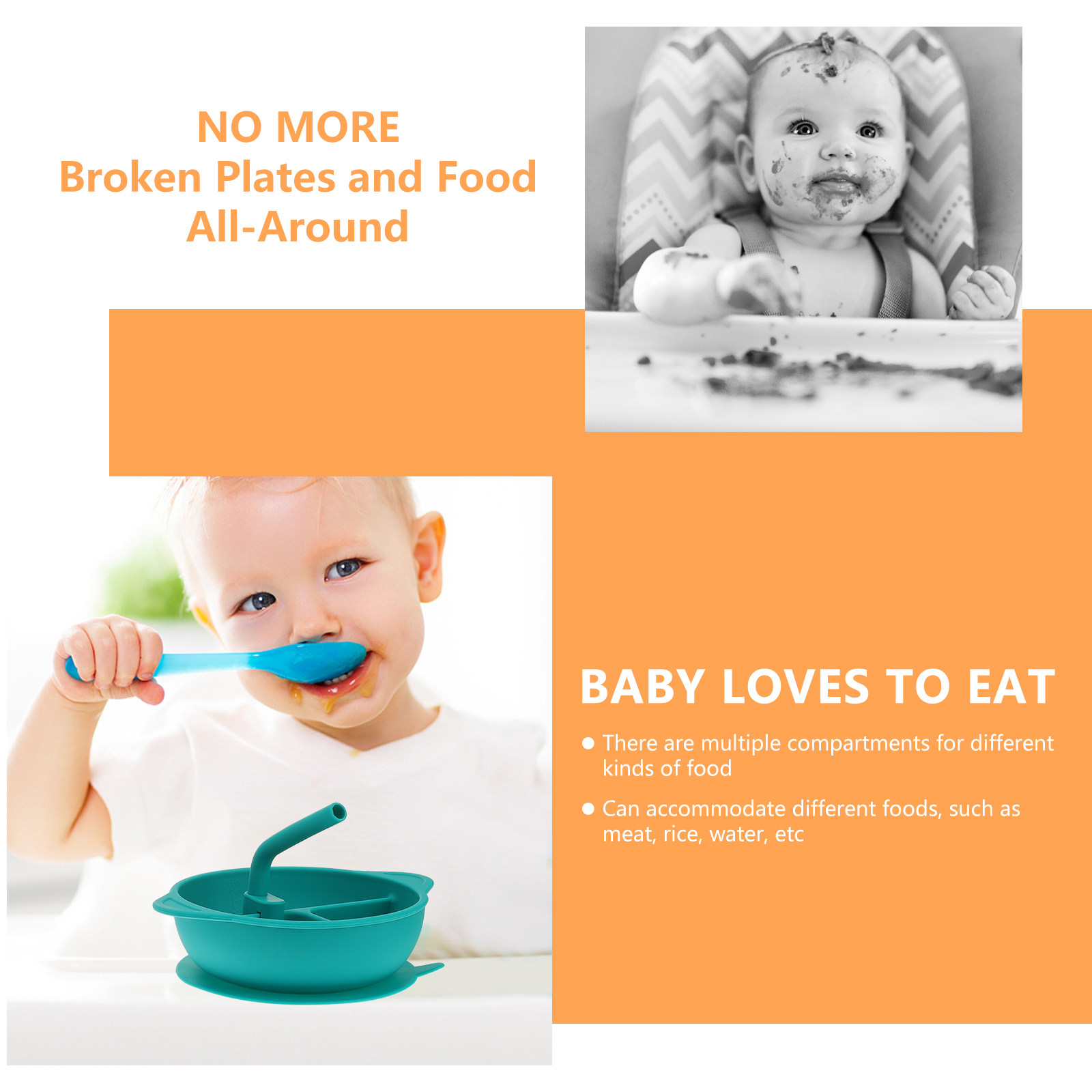 1 ชิ้น จานซิลิโคนกันแตก ชามดูด - Baby Food Dessert บทวิจารณ์และราคา