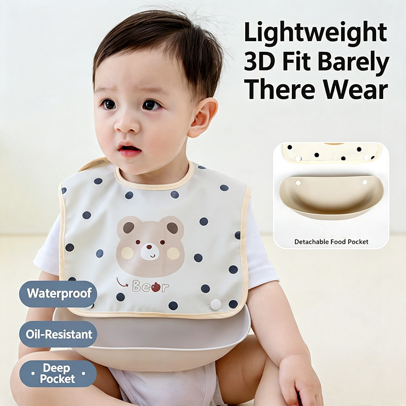 ผ้ากันเปื้อนสำหรับเด็กแบบถอดได - Baby Food Eating บทวิจารณ์และราคา