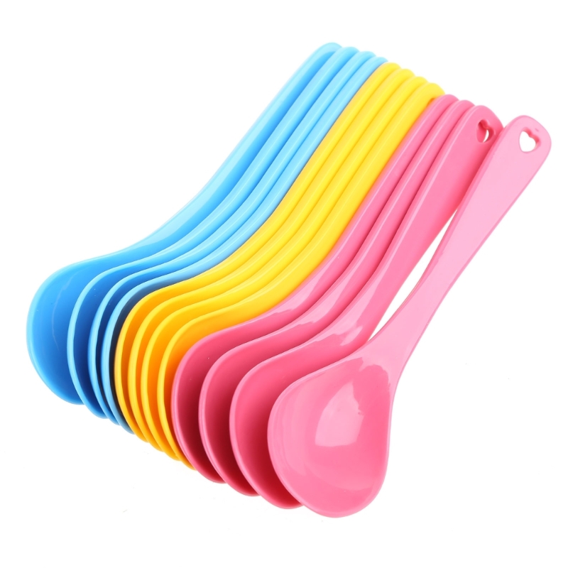 12Pcs เด็กช้อนพลาสติกปลอดภัยเด - Baby Food Eating บทวิจารณ์และราคา