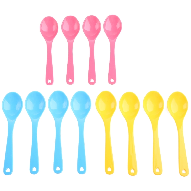 12Pcs เด็กช้อนพลาสติกปลอดภัยเด - Baby Food Eating บทวิจารณ์และราคา